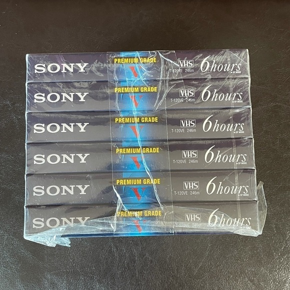 Sony premium VHS 6 hour blank tapes set of six new - Picture 1 of 13